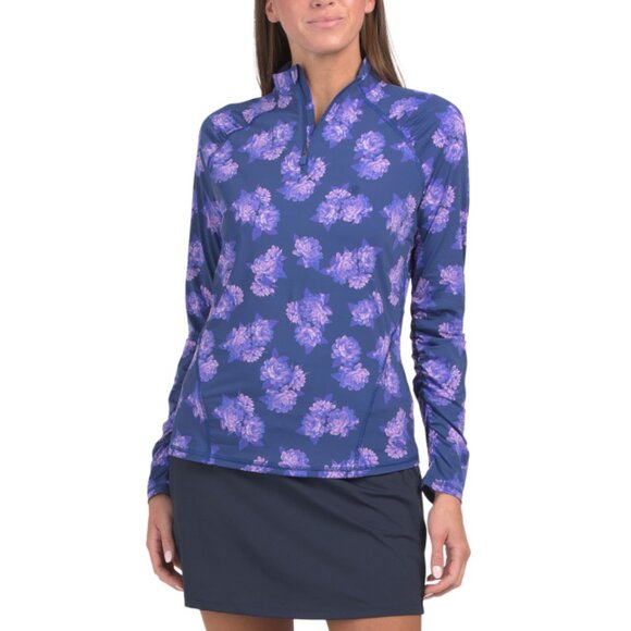 G/FORE Space Nylon Blend Peony Silky Tech Ruched Quarter Zip Pullover Jacket